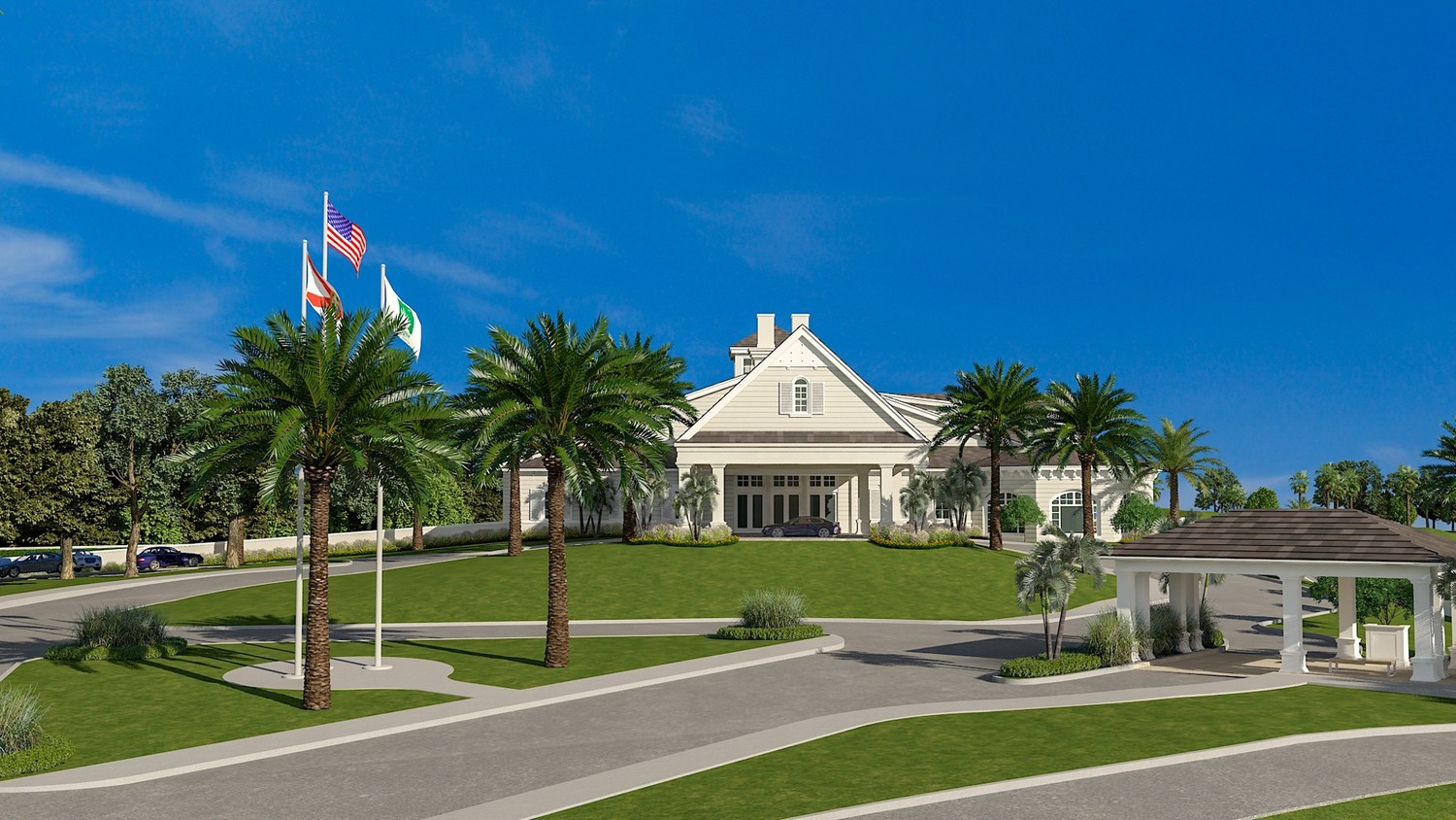 A rendering displays the vision for the front of the new members’ clubhouse at Sawgrass Country Club, which is expected to be complete by late fall 2020.
